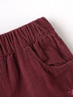Popees Baby Girls Soft & Stylish Corduroy Shorts | Elasticated Waist Shorts with Side Pockets | Maroon |3–36 Months