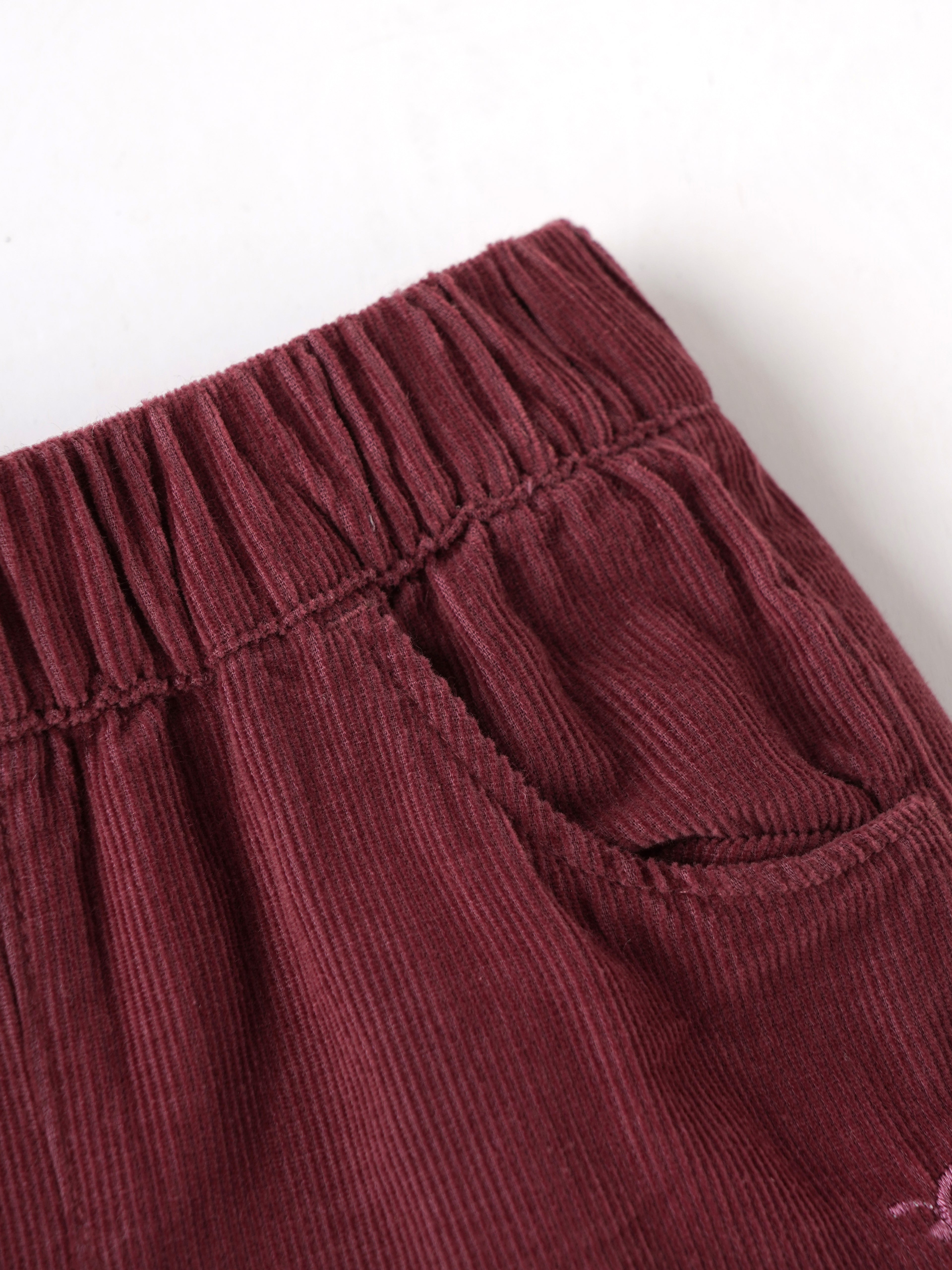 Popees Baby Girls Soft & Stylish Corduroy Shorts | Elasticated Waist Shorts with Side Pockets | Maroon |3–36 Months