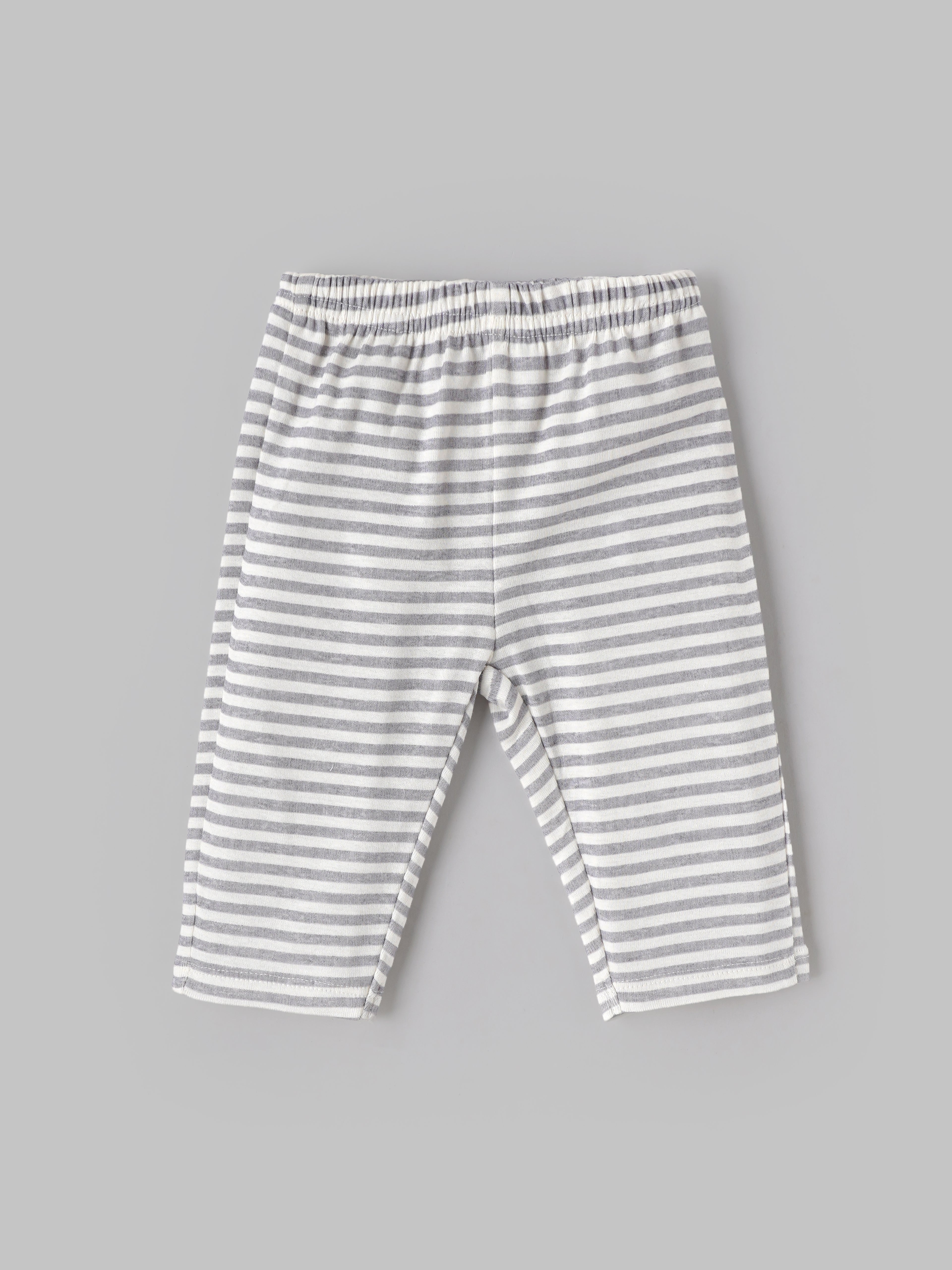 Popees Baby Girls Penguin Embroidered  Top & Striped Leggings Set 3-24 Months