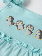 Popees Baby Girls Penguin Embroidered  Top & Striped Leggings Set 3-24 Months