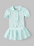 Popees Baby Girls Stylish Shirt & Skirt Set | Comfortable Collared Top with Puff Sleeves and Flared Skirt |3 to 9 Months