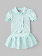 Popees Baby Girls Stylish Shirt & Skirt Set | Comfortable Collared Top with Puff Sleeves and Flared Skirt |3 to 9 Months