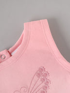 Popees Baby Girls Pink Sleeveless Top & Shorts Set | Butterfly Embroidery|3-24 Months
