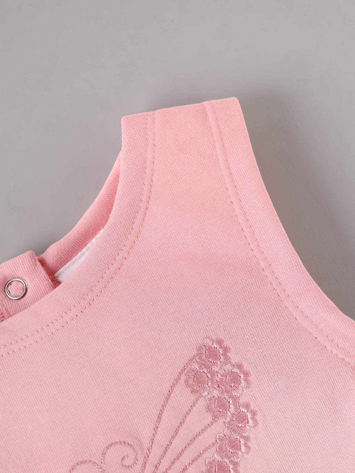 Popees Baby Girls Pink Sleeveless Top & Shorts Set | Butterfly Embroidery|3-24 Months