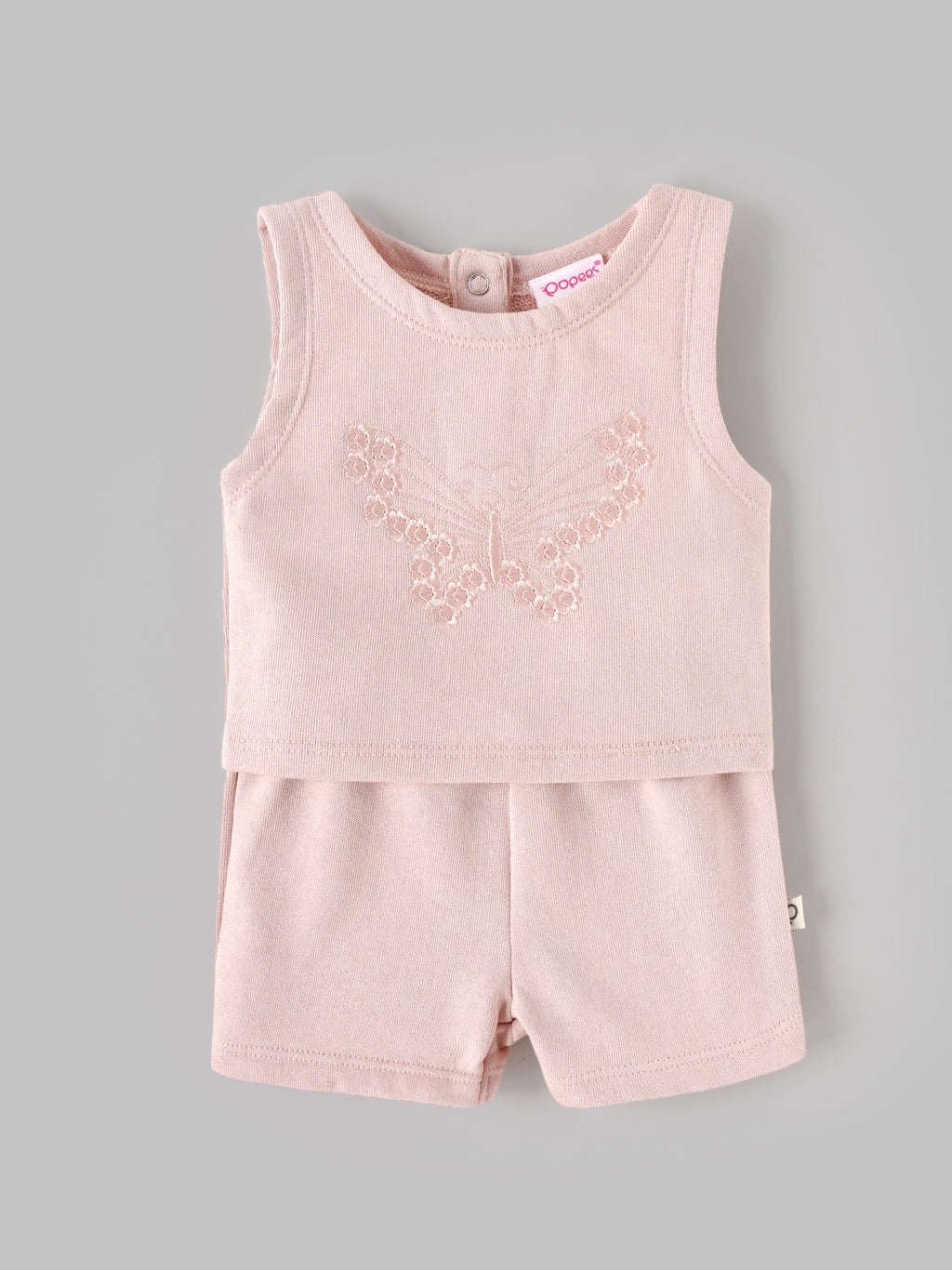 Popees Baby Girls Soft & Stylish Butterfly Embroidered Top and Shorts Set | 3-24 Months