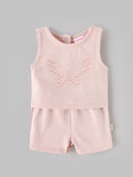 Popees Baby Girls Soft & Stylish Butterfly Embroidered Top and Shorts Set | 3-24 Months