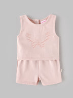 Popees Baby Girls Soft & Stylish Butterfly Embroidered Top and Shorts Set | 3-24 Months