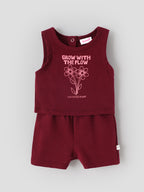 Popees Baby Girls Stylish Sleeveless Top & Shorts Set | Soft Top with Floral Graphic Print & Matching Shorts|3-24 Months