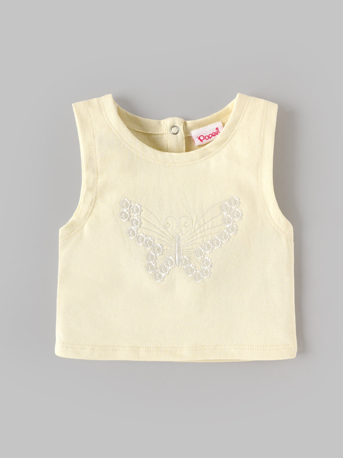 Popees Baby Girls Butterfly Top & Shorts Set | Sleeveless Embroidered Top with Matching Shorts|3-24 Months