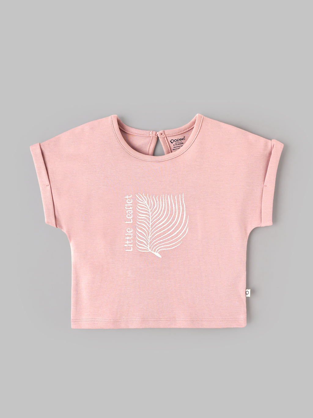 Popees Baby Girls Trendy Pink T-Shirt | Little Leaf Print with Short Sleeves | 3 - 24 Months