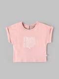 Popees Baby Girls Trendy Pink T-Shirt | Little Leaf Print with Short Sleeves | 3 - 24 Months
