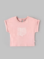 Popees Baby Girls Trendy Pink T-Shirt | Little Leaf Print with Short Sleeves | 3 - 24 Months