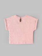 Popees Baby Girls Trendy Pink T-Shirt | Little Leaf Print with Short Sleeves | 3 - 24 Months