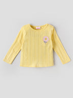 Popees Baby Girls Floral Embroidered Full Sleeve T-Shirt | Soft Pointelle Cotton Knit Top |3-24 Months