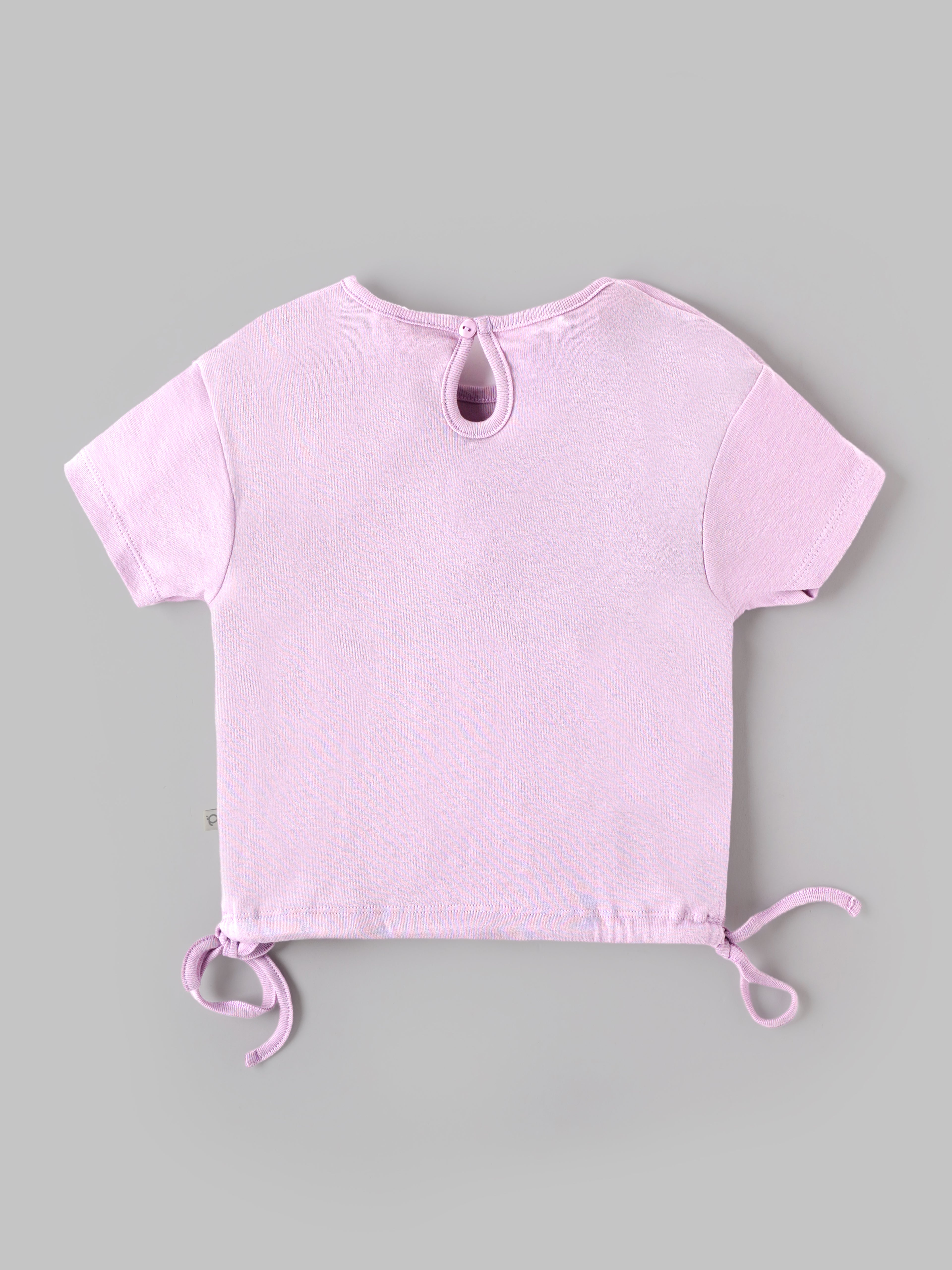 Popees Baby Girls Fruit Patch T-Shirt | Soft Cotton Half Sleeve Top with Side Tie Detail | 3–24 Months