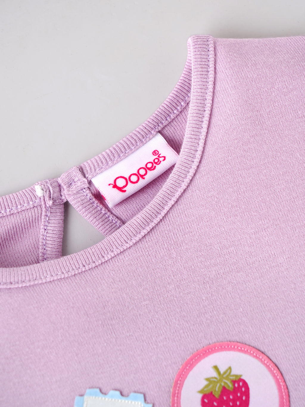 Popees Baby Girls Fruit Patch T-Shirt | Soft Cotton Half Sleeve Top with Side Tie Detail | 3–24 Months