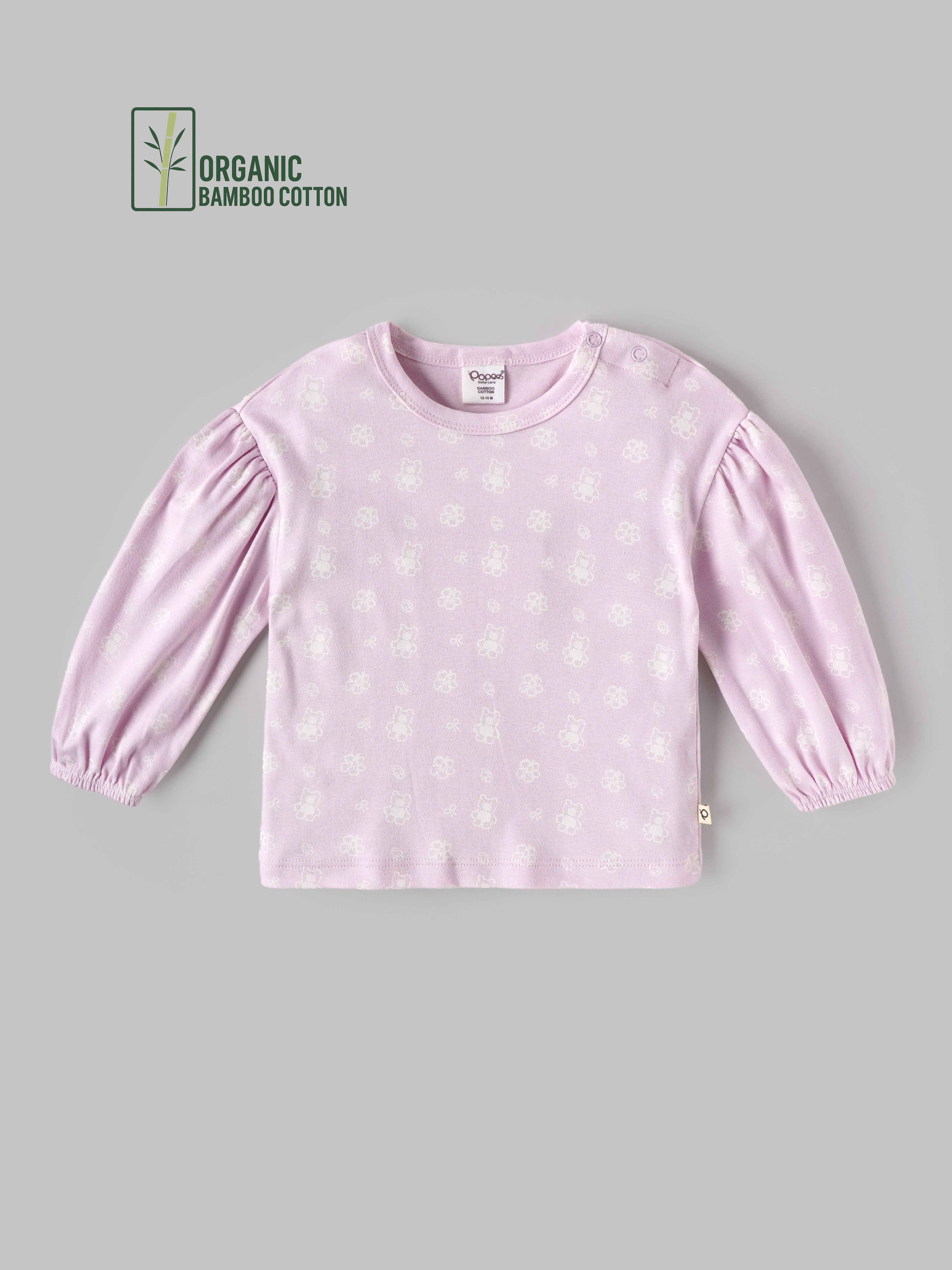 Popees Organic Bamboo Cotton Printed Full Sleeve Top for Baby Girls (3–24 Months)