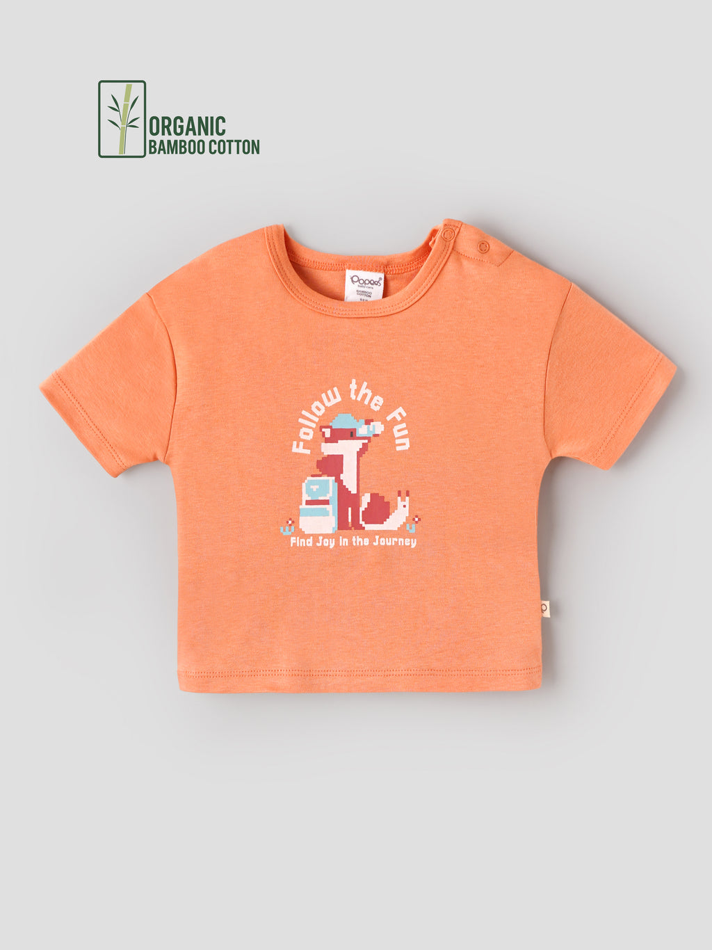Popees Baby Bamboo Cotton Printed T-Shirt | Girls | Peach | 3–24 Months