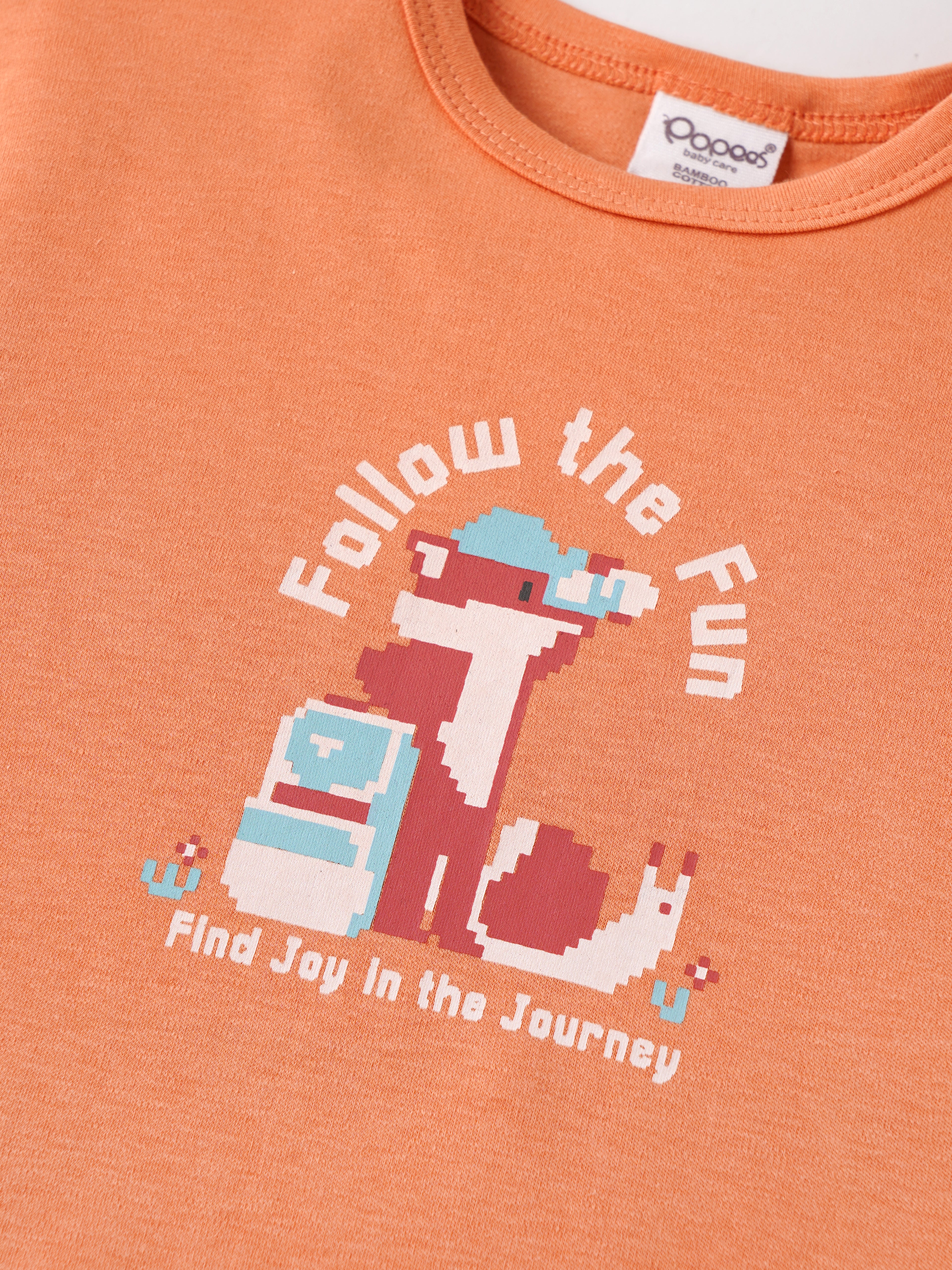 Popees Baby Bamboo Cotton Printed T-Shirt | Girls | Peach | 3–24 Months