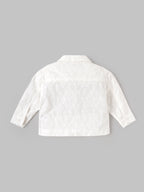 Popees Girls White Floral Eyelet Embroidered Full Sleeve Shirt with Collared Neck | Button Front Casual Top | Stylish & Comfortable Wear |3 to 24 Months