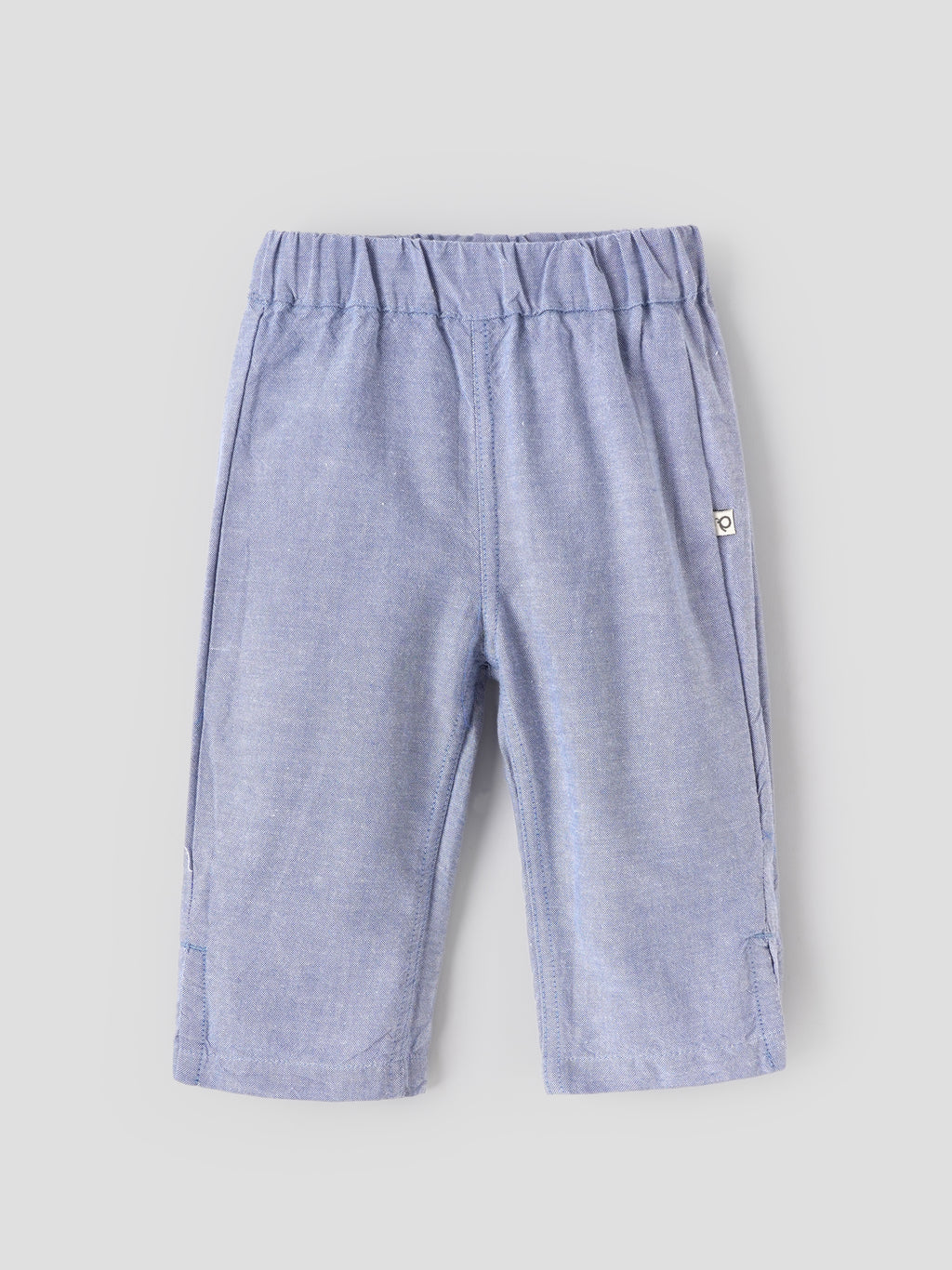 Popees Baby Girls Soft & Comfortable Casual Pants | Elasticated Waist Full-Length Straight Fit Trousers | Light Blue | Everyday Wear |3 to 24 Months