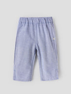 Popees Baby Girls Soft & Comfortable Casual Pants | Elasticated Waist Full-Length Straight Fit Trousers | Light Blue | Everyday Wear |3 to 24 Months