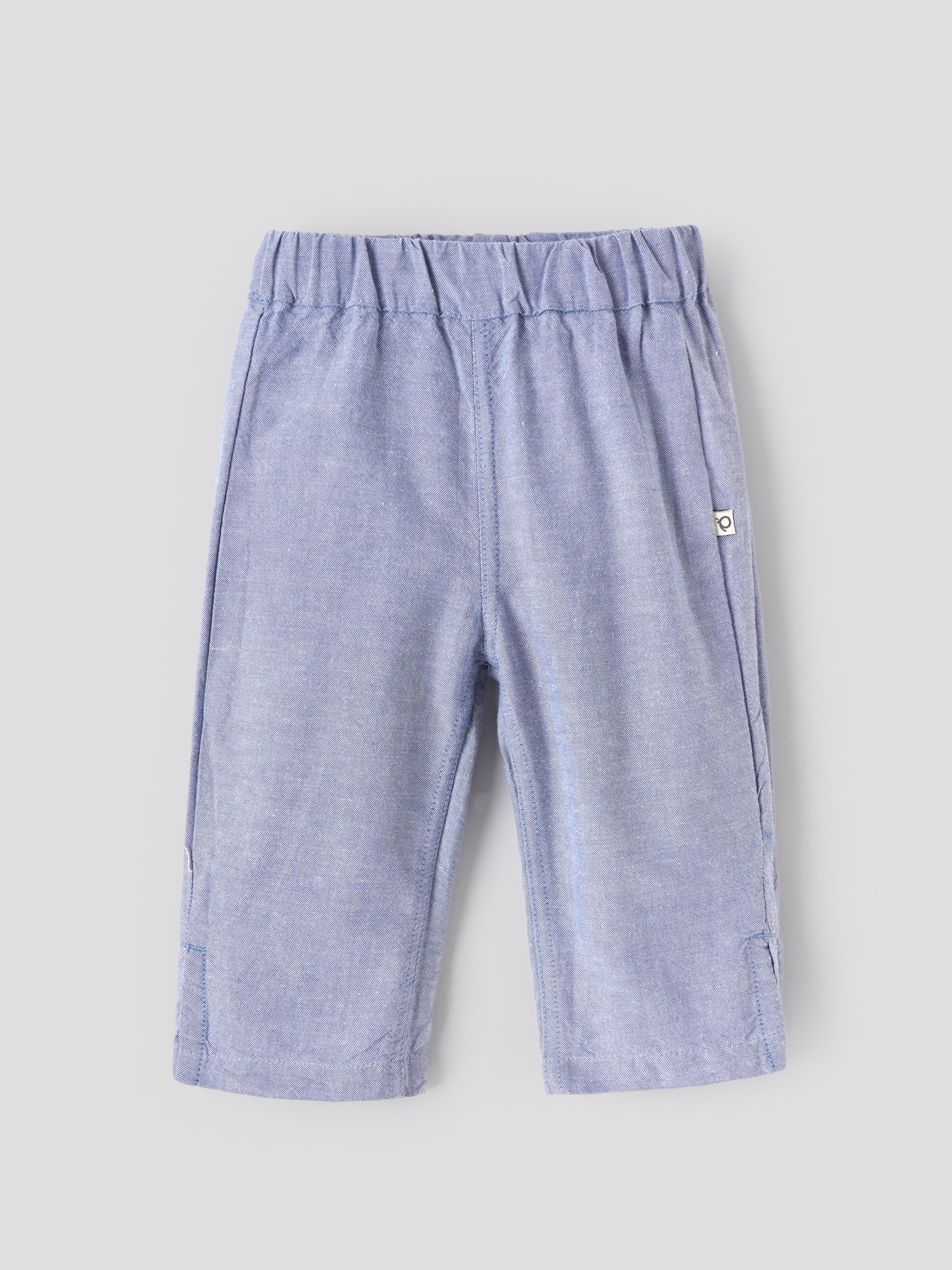 Popees Baby Girls Soft & Comfortable Casual Pants | Elasticated Waist Full-Length Straight Fit Trousers | Light Blue | Everyday Wear |3 to 24 Months