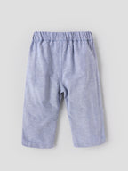 Popees Baby Girls Soft & Comfortable Casual Pants | Elasticated Waist Full-Length Straight Fit Trousers | Light Blue | Everyday Wear |3 to 24 Months