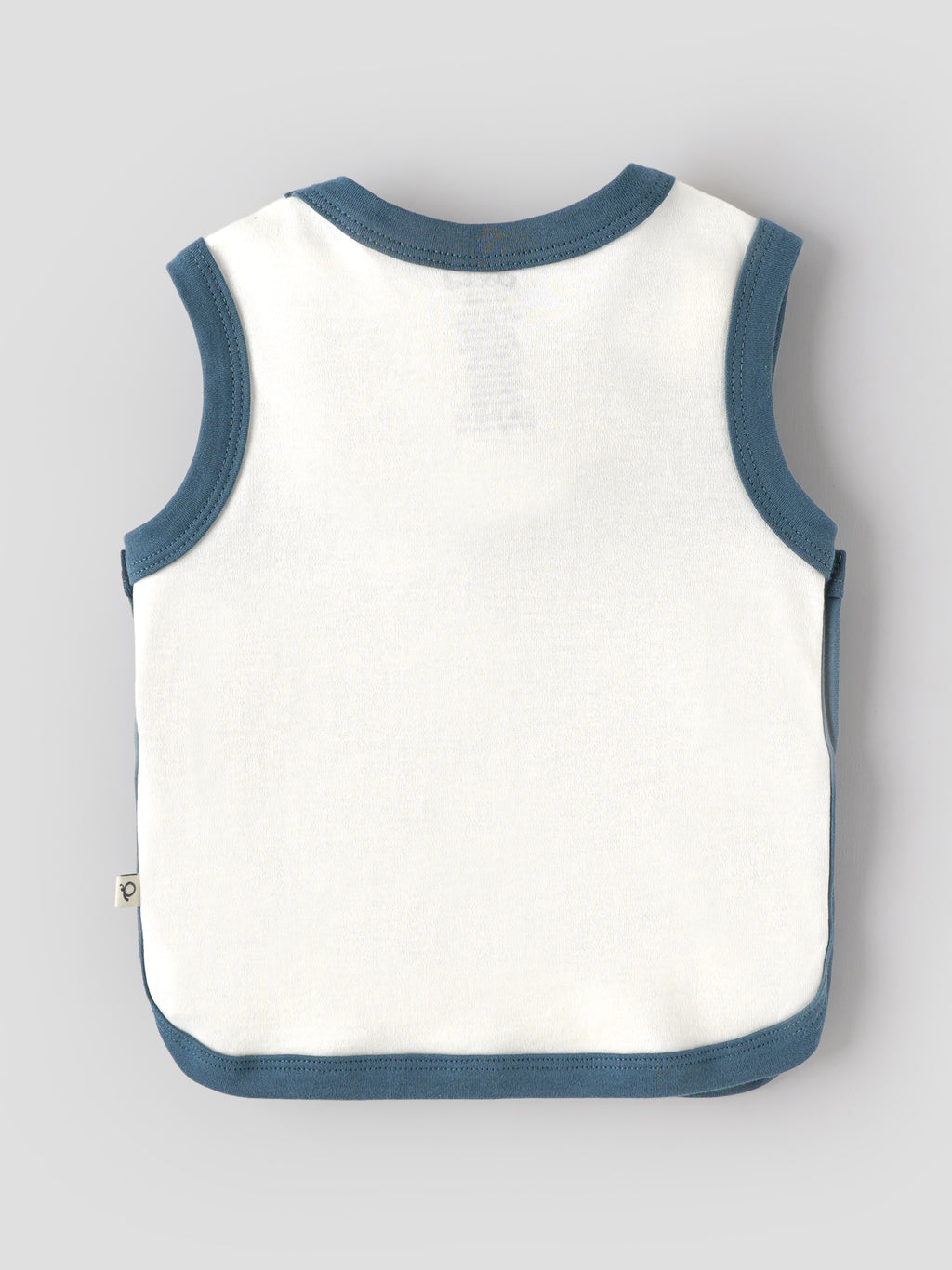 Popees Baby Cotton Sleeveless Jhabla | Boys | White & Blue | Newborn to 9 Months