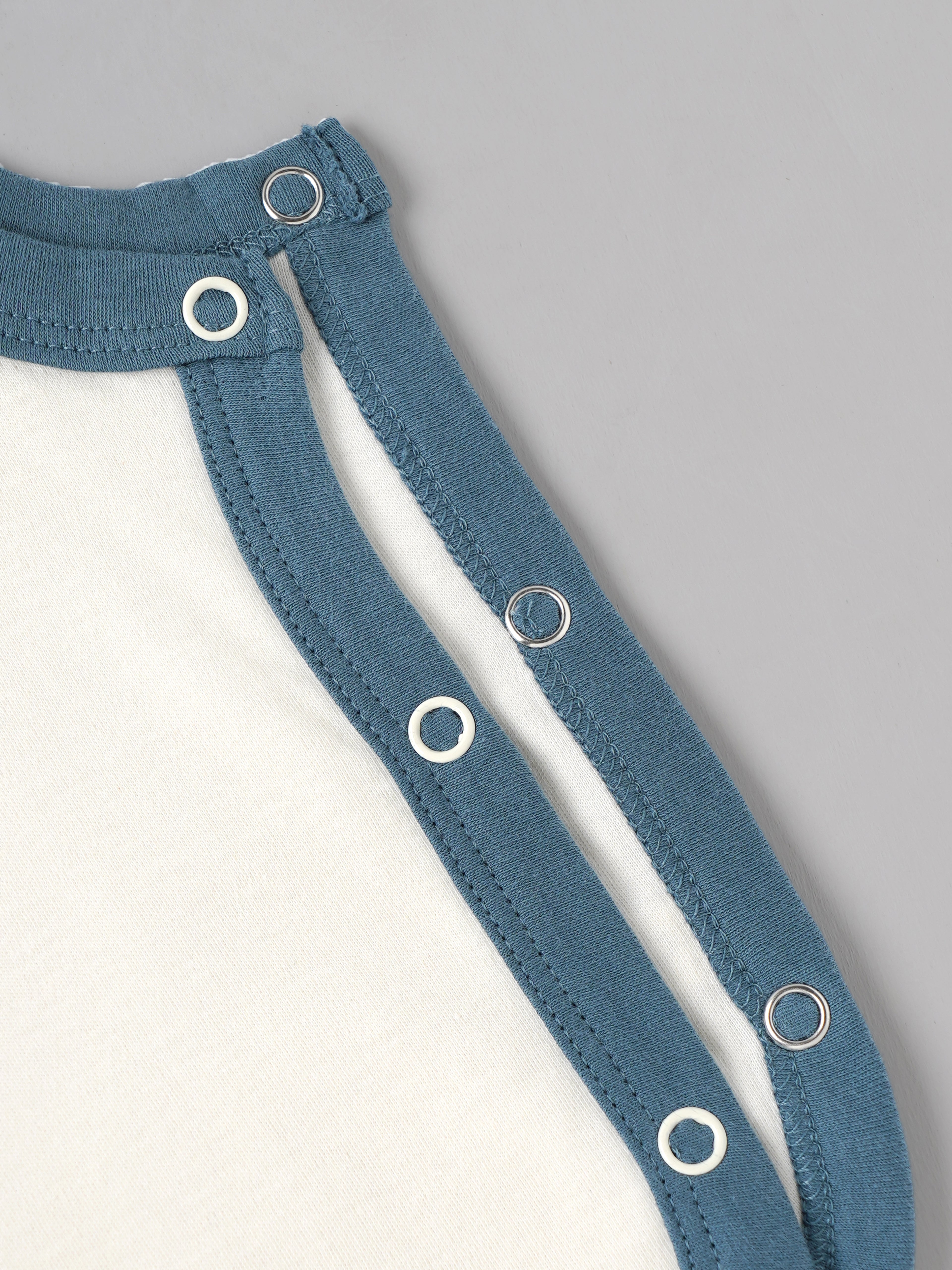 Popees Baby Cotton Sleeveless Jhabla | Boys | White & Blue | Newborn to 9 Months