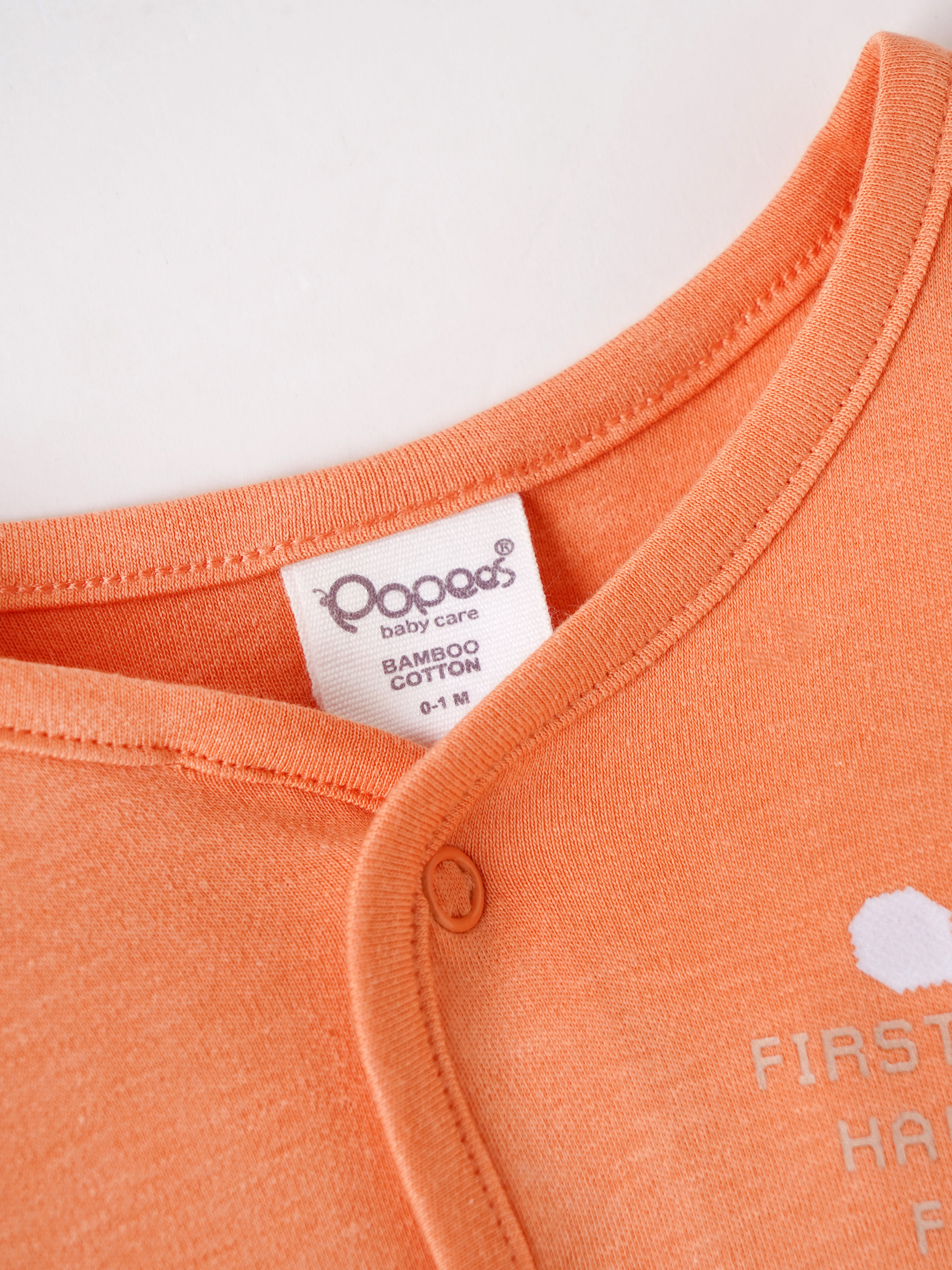 Popees Baby Organic Bamboo Cotton Front Open Jabla | Full Sleeve Soft Baby Top | Skin-Friendly Newborn Wear | 0–6 Months