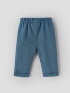 Popees Baby Boys Blue Cotton Pants with Elastic Waistband|0-9 Months