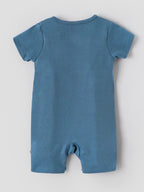 Popees Baby Boys Printed Half Sleeve Romper | Soft Cotton Round Neck | Blue | 0–9 Months
