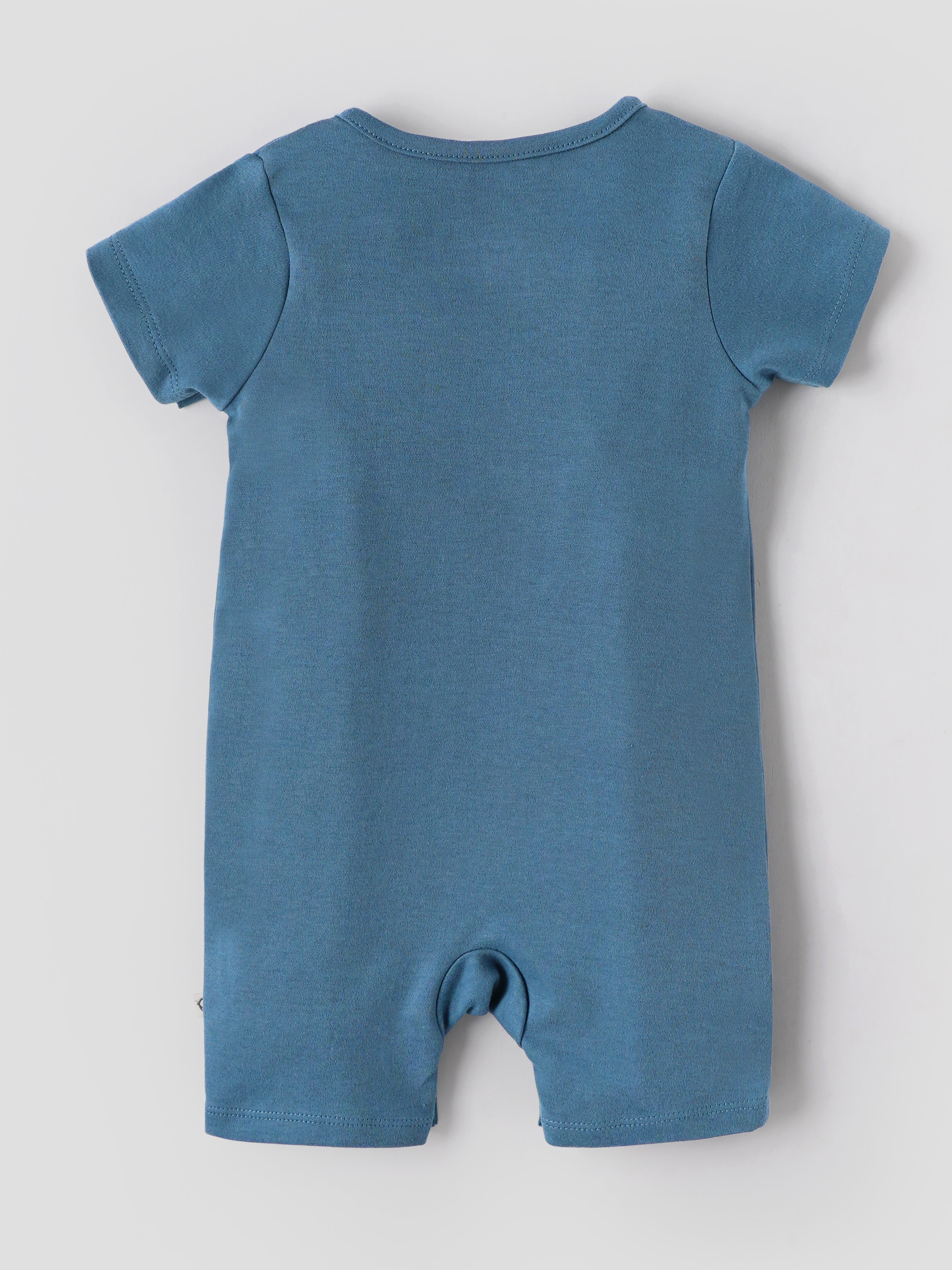Popees Baby Boys Printed Half Sleeve Romper | Soft Cotton Round Neck | Blue | 0–9 Months