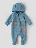 Popees Baby Quilted Hooded Sleepsuit | Boys | Blue | Newborn to 9 Months