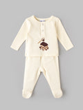 Popees Baby Boys Comfortable Printed Top & Footed Pant Set | Soft Casual Wear Set | 0–9 Months