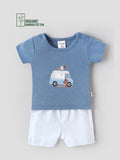 Popees Baby Boys Bamboo Cotton T-Shirt & Shorts Set | Baby Blue | Newborn to 9 Months