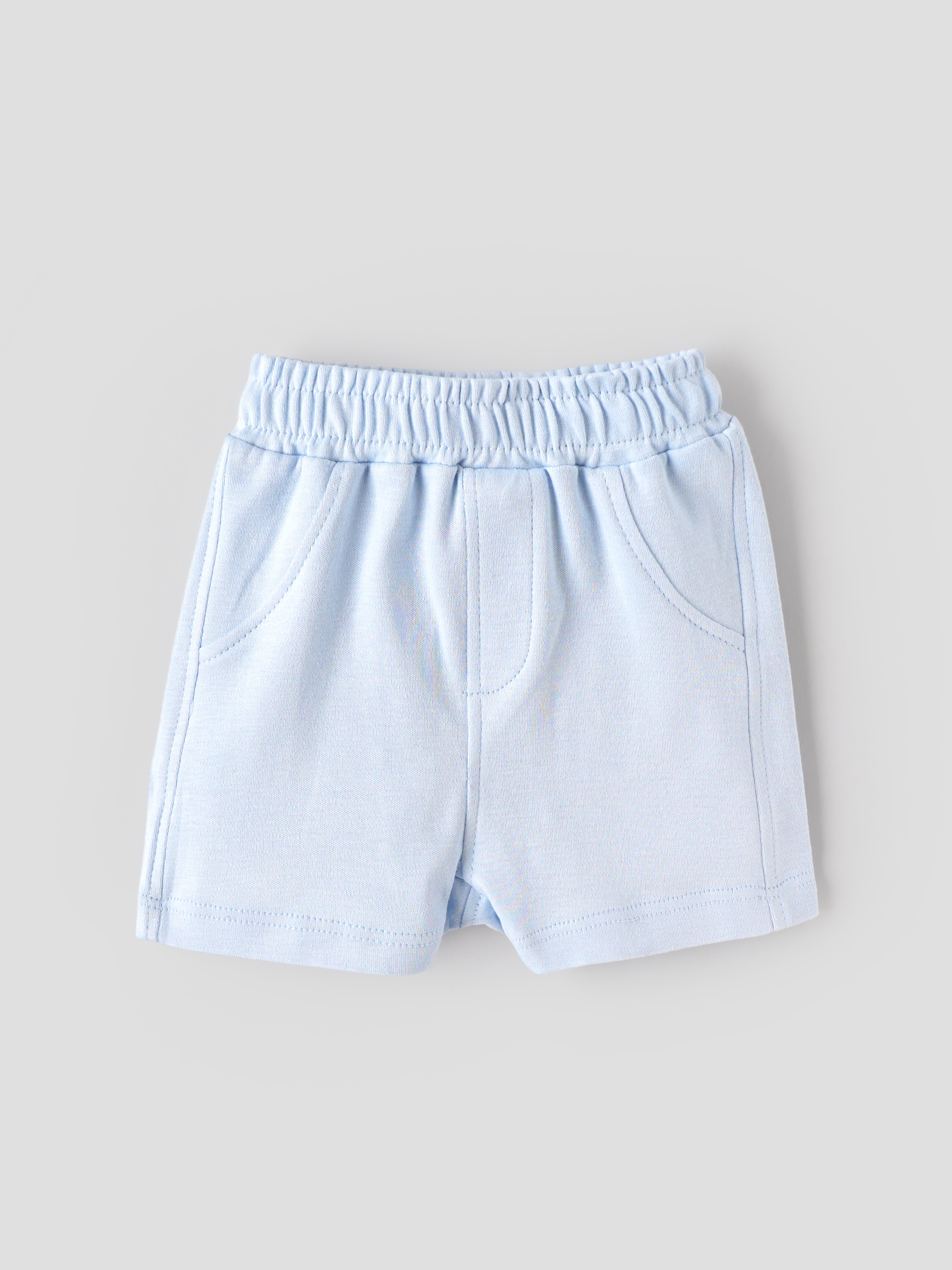 Popees Baby Boys Bamboo Cotton T-Shirt & Shorts Set | Baby Blue | Newborn to 9 Months