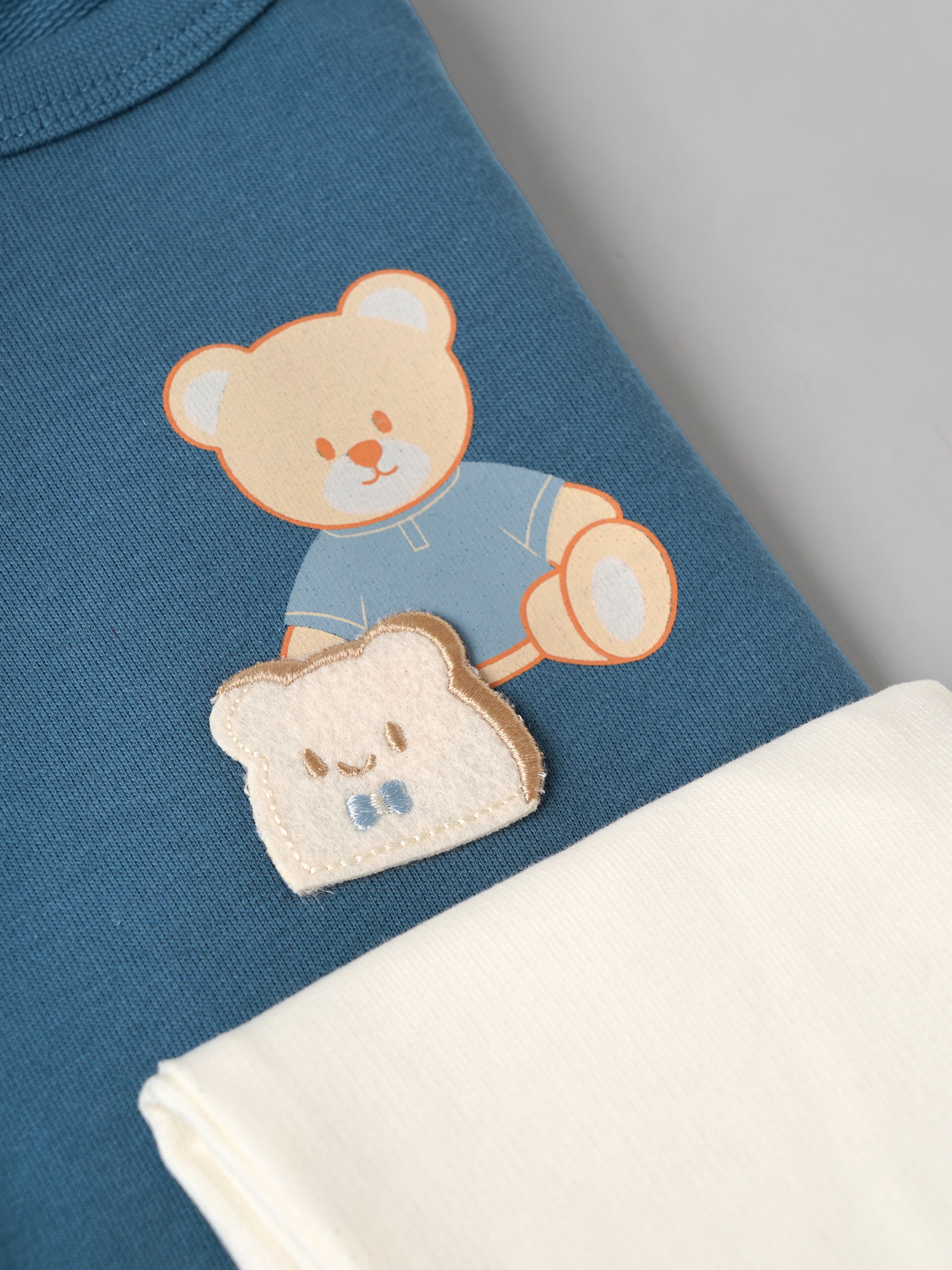 Popees Baby Boys Teddy Bear T-Shirt & Pants Set | Soft Cotton Full Sleeve Clothing Set |0–9 Months