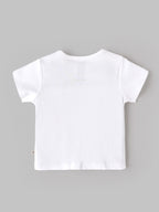 Popees Baby Boys Half Sleeve Bear Printed T-Shirt | Soft Cotton Crew Neck Tee | White | 0–6 Months