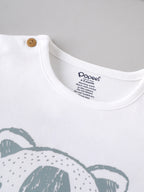 Popees Baby Boys Half Sleeve Bear Printed T-Shirt | Soft Cotton Crew Neck Tee | White | 0–6 Months