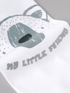 Popees Baby Boys Half Sleeve Bear Printed T-Shirt | Soft Cotton Crew Neck Tee | White | 0–6 Months