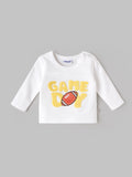 Popees Baby Boys Full Sleeve Game Day Printed T-Shirt |0- 9 Months