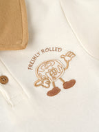 Popees Baby Boys Cream Polo T-Shirt with Brown Collar | 0-9 Months