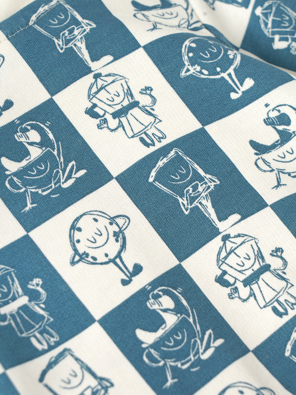 Popees Baby Boys Printed Full Sleeve Jacket | Stylish Checkered Character Print Button-Front Top with Ribbed Cuffs | Soft & Comfortable Casual Wear | Blue & White |0 to 6 Months