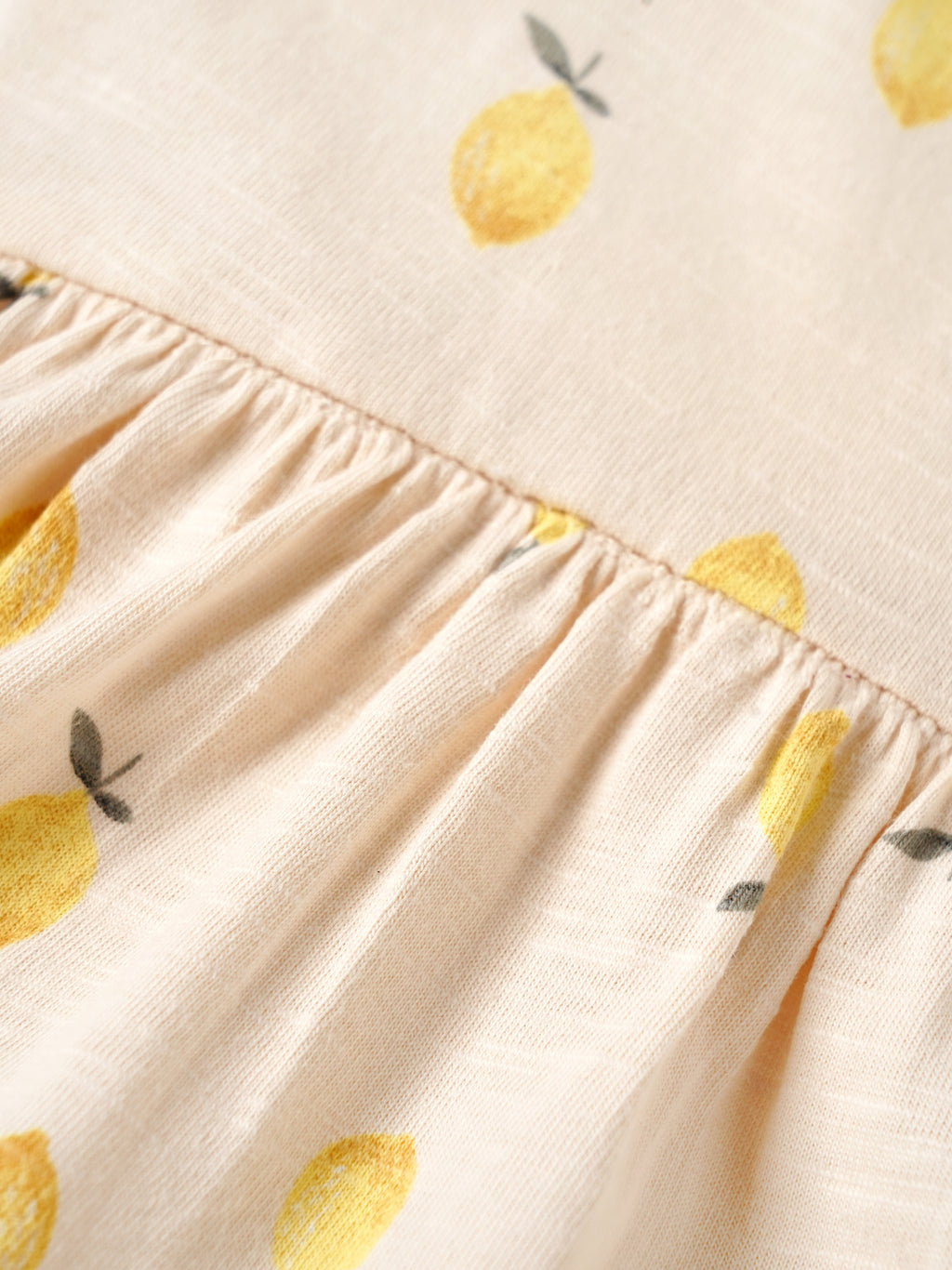 Popees Baby Girls Lemon Print Dress Romper with Bonnet | Soft Cotton Puff Sleeve Outfit 0–9 Months