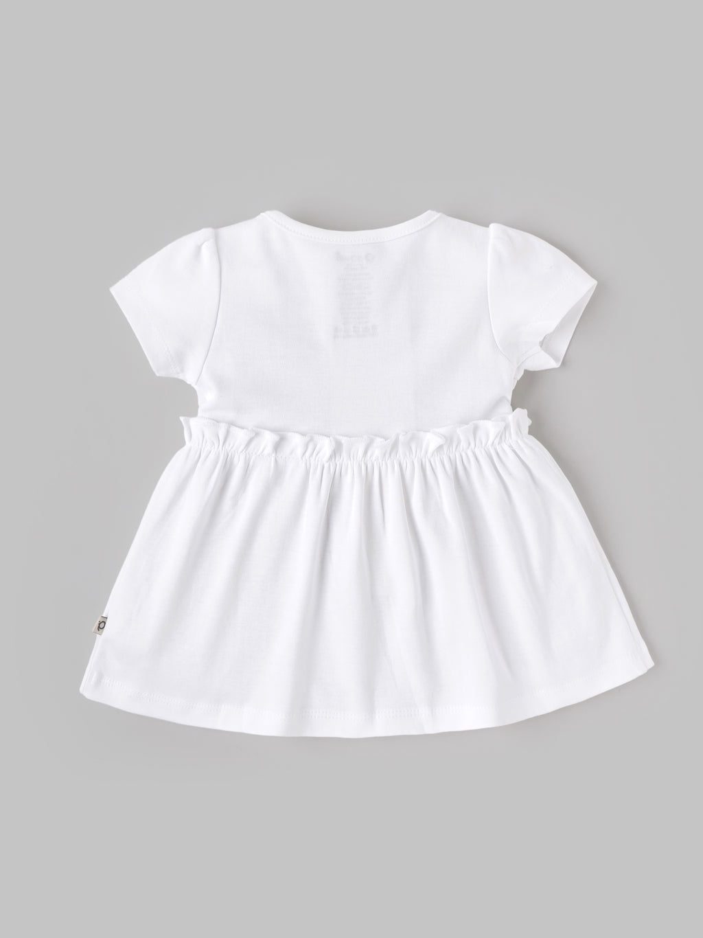 Popees Baby Girls Floral Embroidered Cotton Dress with Bow Waist Belt & Front Pockets | Soft & Stylish Short Sleeve Dress | White| 0-9 Months