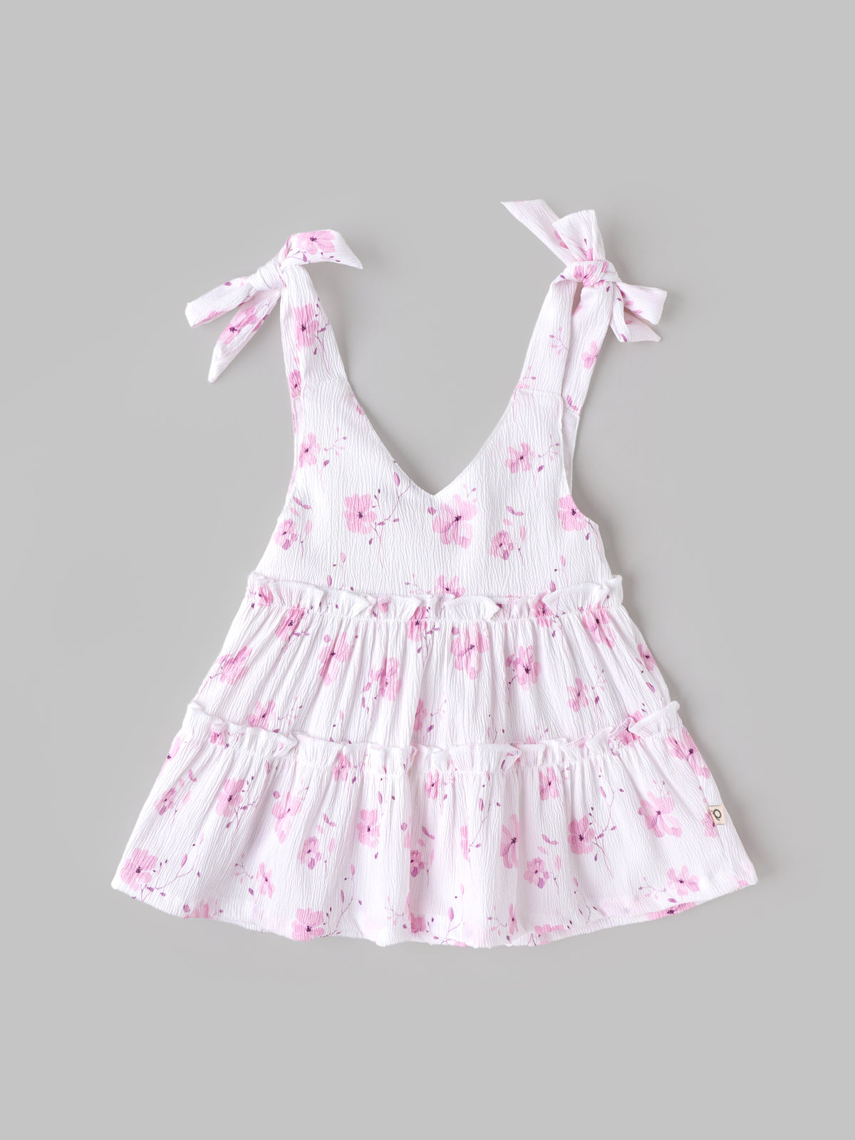 Popees Baby Girls Floral Sleeveless Dress| White| 100% Polyester| Shoulder Knot| V-Neck| Newborn to 9 Months