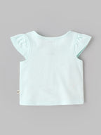 Popees Baby Girls Bonjour Embroidered Flutter Sleeve Vest | Soft Cotton Front-Open Top |0-6 Months