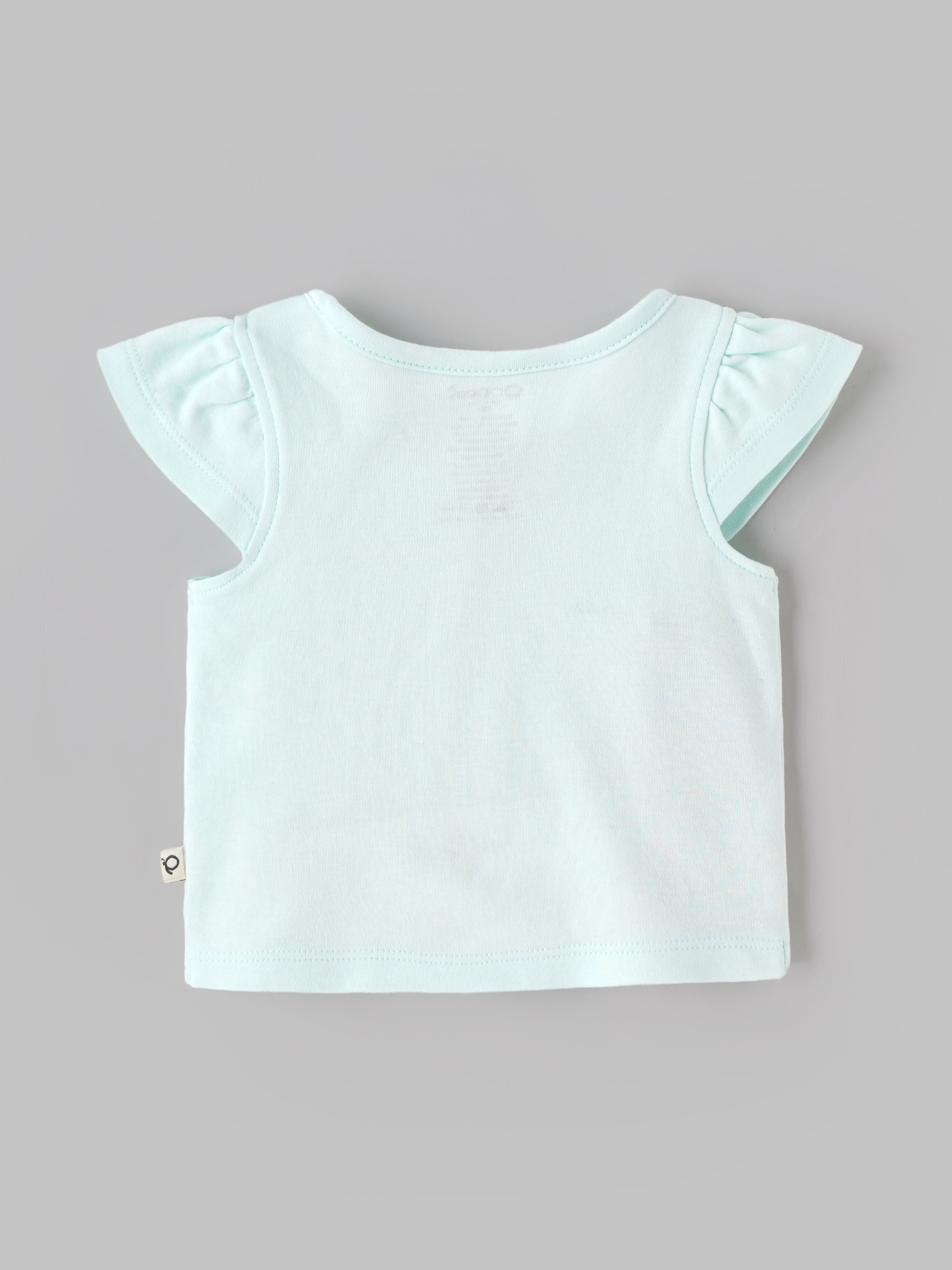 Popees Baby Girls Bonjour Embroidered Flutter Sleeve Vest | Soft Cotton Front-Open Top |0-6 Months